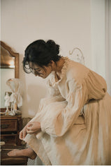 Vestido largo holgado de lino y algodón Tina