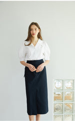 High-Waisted A-Line Linen Skirt with Back Vent and Midi Hem – Elegant Summer Staple