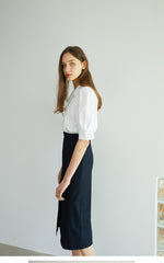 High-Waisted A-Line Linen Skirt with Back Vent and Midi Hem – Elegant Summer Staple