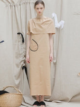 Asymmetric One-Shoulder Linen Mini Dress with Front Pocket and Gathered Detailing