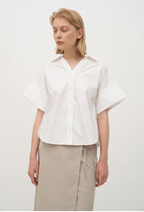 High-Waisted Wrap Front Midi Skirt in Lightweight Linen Blend with Back Vent Detail