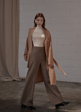 High-waisted wide-leg trousers for women made from breathable linen blend with clean tailored finish