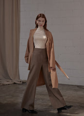 High-waisted wide-leg trousers for women made from breathable linen blend with clean tailored finish
