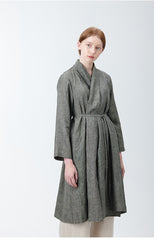 Relaxed Fit Belted Longline Linen Jacket for Women with Open Front and Pocket Detailing