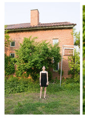 Sleeveless Linen Mini Dress With V-Back Straps And Minimalist Silhouette For Summer Styling