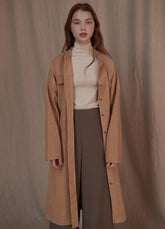 Longline Relaxed-Fit Linen Jacket with Button Closure and Drop Shoulder for Layered Styling