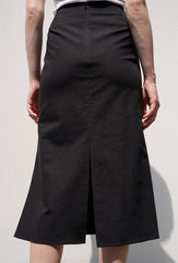 High-Waisted Button-Wrap Linen Skirt for Women – Tailored Fit with Back Slit Detail