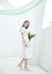 Double-Breasted Linen Midi Dress with Notch Lapel and Waist Tie for Sophisticated Summer Style