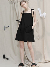 Off-Shoulder Linen Mini Dress with Tie Straps and Oversized Pocket for Modern Summer Look