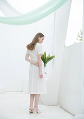 Double-Breasted Linen Midi Dress with Notch Lapel and Waist Tie for Sophisticated Summer Style