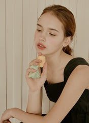 Sleeveless Linen Midi Dress with Square Neckline, Elastic Waist, and Buttoned Back Detail