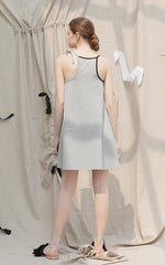 Asymmetrical One-Shoulder Linen Mini Dress with Statement Pocket and Modern Silhouette