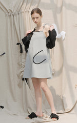 Asymmetrical One-Shoulder Linen Mini Dress with Statement Pocket and Modern Silhouette