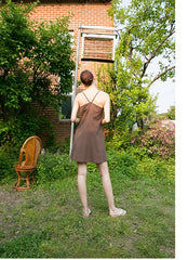 Sleeveless A-Line Mini Dress With Adjustable Straps In Breathable Premium Linen Fabric