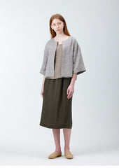 Elegant A-Line Linen Skirt with Asymmetrical Button Detail – Lightweight Natural Fabric