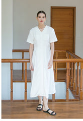 Sleeveless Linen Midi Dress with Adjustable Waist and Utility Patch Pockets