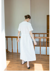 Sleeveless Linen Midi Dress with Adjustable Waist and Utility Patch Pockets