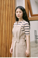 Sleeveless Linen Midi Dress with Adjustable Straps and Tiered Ruffle Hem