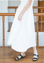 Sleeveless Linen Midi Dress with Adjustable Waist and Utility Patch Pockets