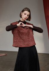 High-Waisted Pleated Silk Midi Skirt for Women with Elastic Waistband – Elegant Evening Bottom