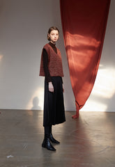 High-Waisted Pleated Silk Midi Skirt for Women with Elastic Waistband – Elegant Evening Bottom