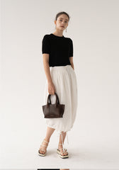 Elegant Short-Sleeve Cotton Top With Classic Crew Neckline And Tailored Fit For Refined Styling