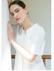 Sleeveless Linen Midi Dress with Adjustable Waist and Utility Patch Pockets