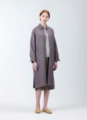 Women's Long Belted Linen Jacket with Kimono-Inspired Silhouette and Relaxed Fit
