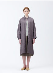 Women's Long Belted Linen Jacket with Kimono-Inspired Silhouette and Relaxed Fit