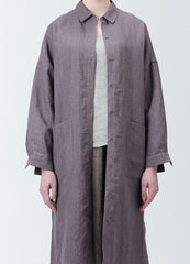 Women's Long Belted Linen Jacket with Kimono-Inspired Silhouette and Relaxed Fit