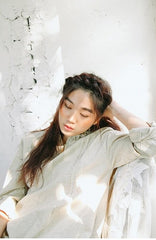 Vestido largo Elaine de lino y algodón con volantes