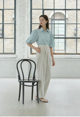 High-Waisted Wide Leg Linen Pants for Women with Tailored Pleats and Flattering Silhouette