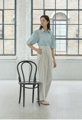 High-Waisted Wide Leg Linen Pants for Women with Tailored Pleats and Flattering Silhouette