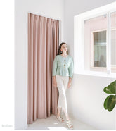 Tailored Linen Blouse with Pleated Waist and Decorative Front Buttons for Women