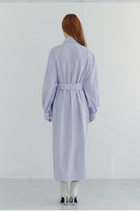 Structured Linen Shirt Dress with Waist Belt and Side Slit