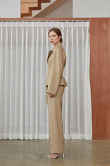 Tailored Women’s Belted Blazer In Breathable Lightweight Linen With Notched Lapel Collar