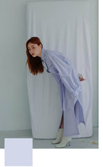 Structured Linen Shirt Dress with Waist Belt and Side Slit