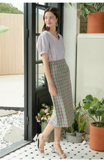Puff Sleeve Linen Top with V-Neck and Button-Down Front