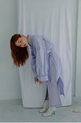 Structured Linen Shirt Dress with Waist Belt and Side Slit