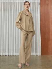 Tailored Women’s Belted Blazer In Breathable Lightweight Linen With Notched Lapel Collar