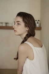 Sleeveless Women's Linen Midi Dress with Drawstring Waist and Utility Pocket Detail