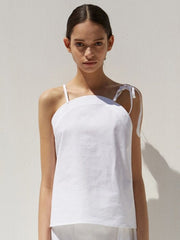 One-Shoulder Adjustable Strap Linen Top with Minimalist Silhouette and Breathable Fabric (Copy)