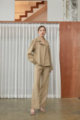 Tailored Women’s Belted Blazer In Breathable Lightweight Linen With Notched Lapel Collar