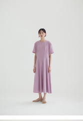 Elegant Short-Sleeve Linen Midi Dress with Flattering Waist Detail and Lightweight Comfort