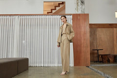 Tailored Women’s Belted Blazer In Breathable Lightweight Linen With Notched Lapel Collar