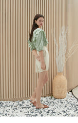 High-Waisted Linen Shorts with Pleated Front and Tailored Belt Loops