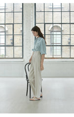 High-Waisted Wide Leg Linen Pants for Women with Tailored Pleats and Flattering Silhouette
