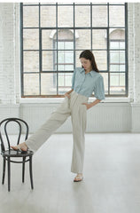 High-Waisted Wide Leg Linen Pants for Women with Tailored Pleats and Flattering Silhouette