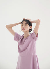 Elegant Short-Sleeve Linen Midi Dress with Flattering Waist Detail and Lightweight Comfort