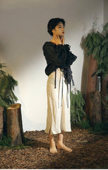 Kristen Linen Cotton Ruffle Top